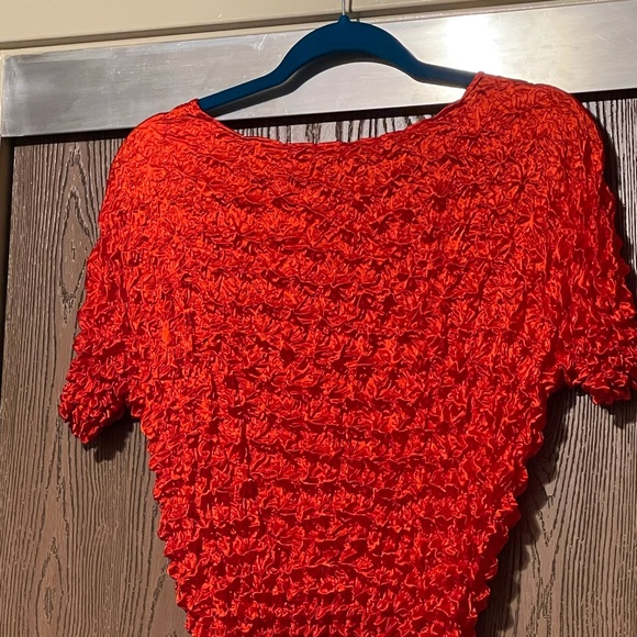 Silky Satin stretch blouse textured Popcorn nwot 90s vintage - Picture 2 of 4